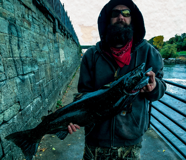Sean holding a nice Salmon Hen.